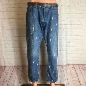 Polo Ralph Lauren Size 36x30 All Over Pony Jeans Sullivan Slim
